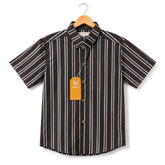 Boys Black Striped Half Sleeve Shirt for kids
