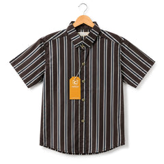 Boys Black Striped Half Sleeve Shirt for kids