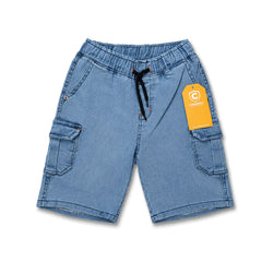 Boys Sky Blue Denim Cargo Shorts for kids