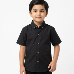 Boys Black Half Sleeve Shirt lifestyle view