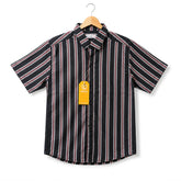 Boys Black & Red Striped Half Sleeve Shirt for kids