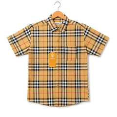 Boys Checkered Yellow Half Sleeve Shirt for kids