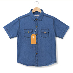 Boys Light Blue Denim Half Sleeve Shirt for kids