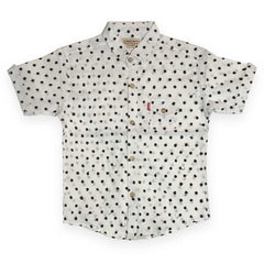 White Cotton Half Sleeve Shirt – Dots & Stars Pattern