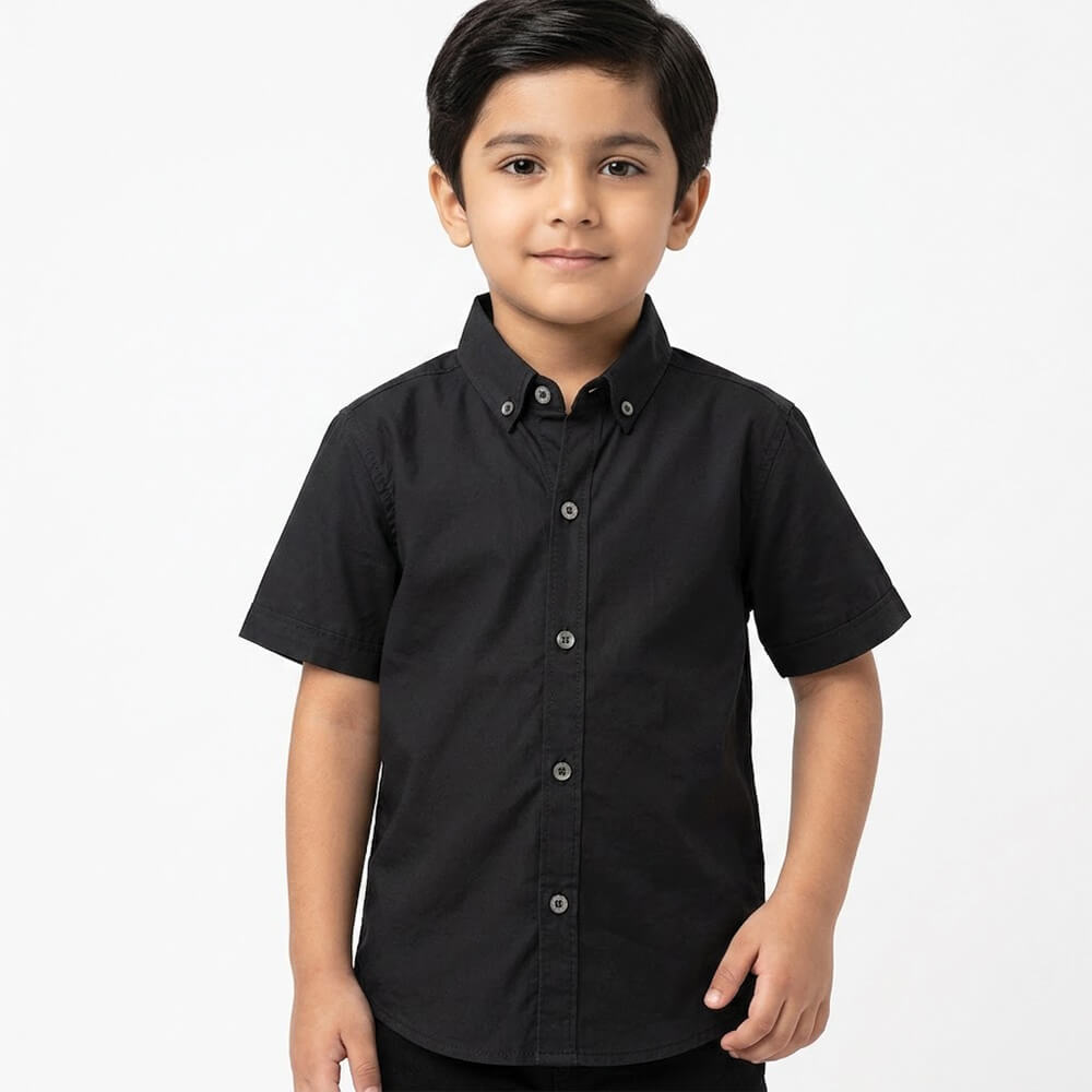 Boys Black Half Sleeve Shirt lifestyle view