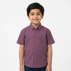 Boys Light Maroon Half Sleeve Shirt lifestyle view