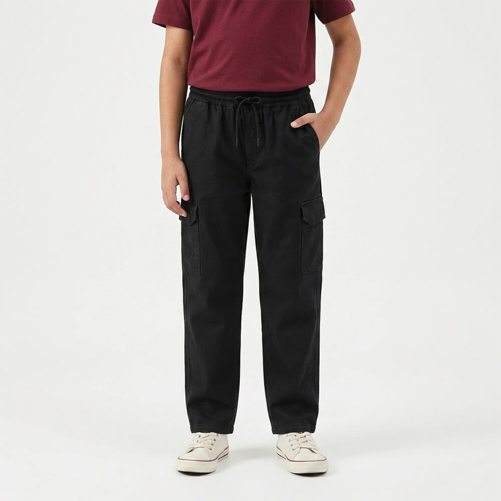 Boys Black Cargo Trouser lifestyle view