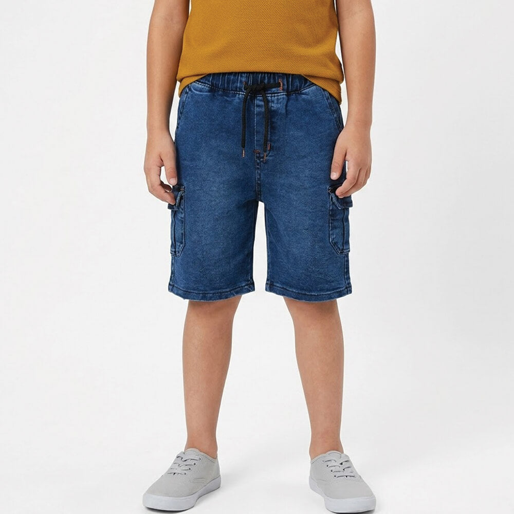 Boys Blue Denim Cargo Shorts lifestyle view