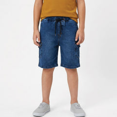 Boys Blue Denim Cargo Shorts lifestyle view