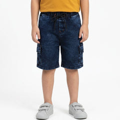 Boys Dark Blue Denim Cargo Shorts lifestyle view