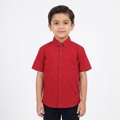 Boys Red Half Sleeve Shirt lifestyle view